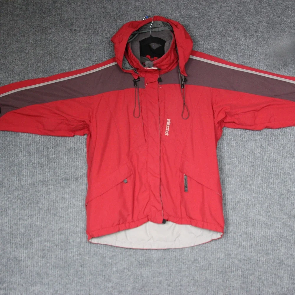 Marmot Red Waterproof Hooded‎ Jacket Mens Size M Outdoor Coat Lined